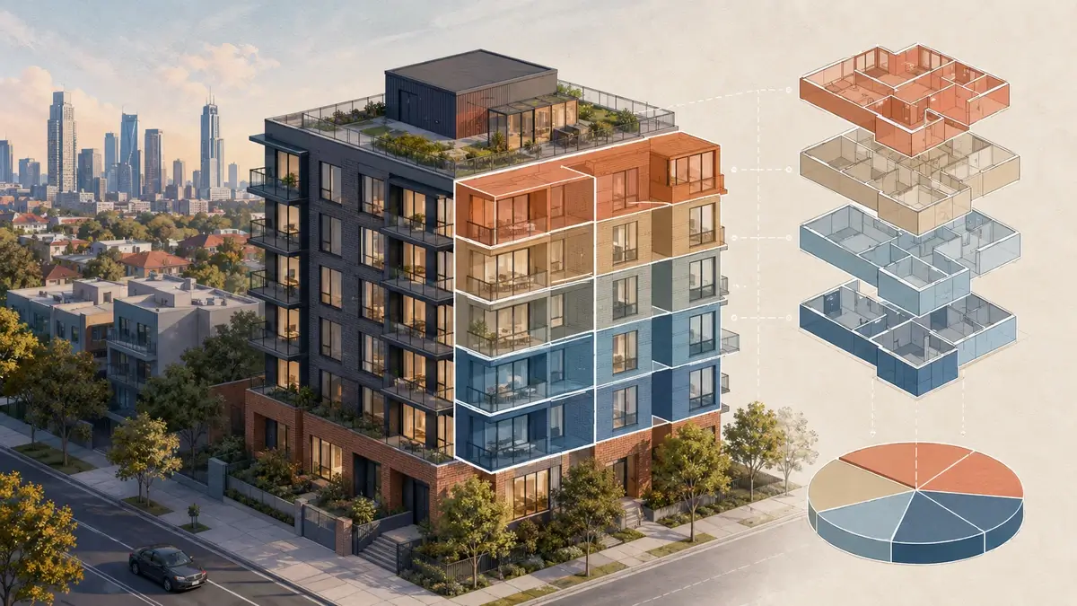 Strata apartment building in Melbourne Victoria requiring unit entitlement valuation assessment
